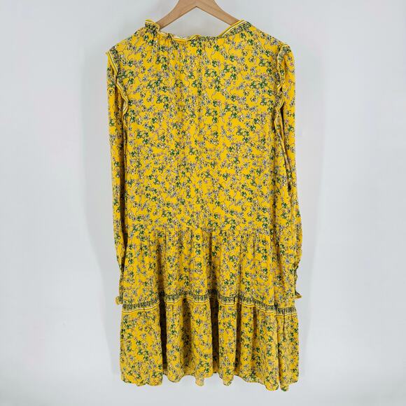 Max Studio Yellow Floral Romantic Boho Flowy Long Sleeve Fall Dress XL - Picture 2 of 9